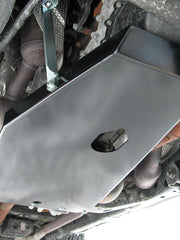 Load image into Gallery viewer, View of the Engine/Transmission skid plate mounted onto the Jeep Wrangler JK 2007-2011
