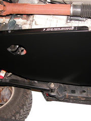Load image into Gallery viewer, View of the Engine/Transmission skid plate mounted on the Jeep Wrangler JK 2007-2011 from the drivers side