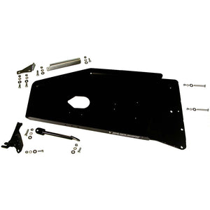 Flat photo of the skid plate and hardware for the Engine and Transmission Skid Plate for Jeep Wrangler JK (2012-2018)