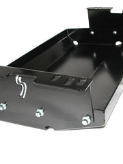 Load image into Gallery viewer, Driver's side bracket with Skid Row Offroad logo attached to the gas tank skid plate for Jeep Cherokee XJ 1984-1996 model