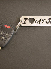 Load image into Gallery viewer, I LOVE my JK Jeep Keychain with key