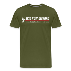 Skid Row Offroad Logo Men's T-Shirt - White Text - olive green