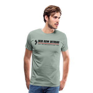 Skid Row Offroad Logo Men's T-Shirt - Black Text - steel green