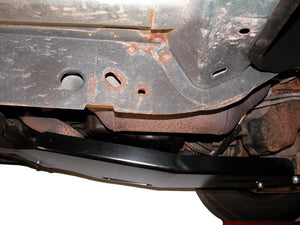 Side view from under the Jeep of the Engine/Transmission skid plate for the Jeep Liberty KJ