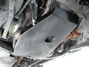 View of the Engine/Transmission skid plate mounted onto the Jeep Wrangler JK 2007-2011