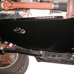 Load image into Gallery viewer, View of the Engine/Transmission skid plate mounted on the Jeep Wrangler JK 2007-2011 from the drivers side

