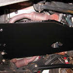 Load image into Gallery viewer, View of the Engine/Transmission skid plate mounted on the Jeep Wrangler JK 2007-2011 from the passenger&#39;s side

