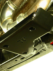 Load image into Gallery viewer, Exhaust loop skid plate mounted on the Jeep Wrangler JL with logo visible
