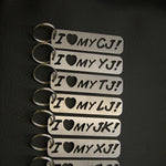 Load image into Gallery viewer, &quot;I LOVE my JEEP&quot; keychains in a row
