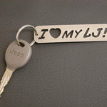 Load image into Gallery viewer, "I LOVE my LJ" keychain with key attached
