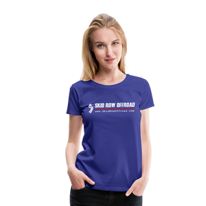 Skid Row Offroad Logo Women's T-Shirt - White Text - royal blue