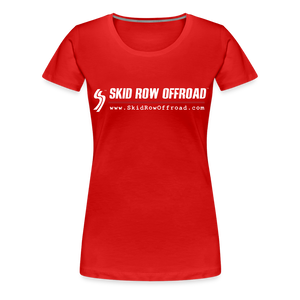 Skid Row Offroad Logo Women's T-Shirt - White Text - red