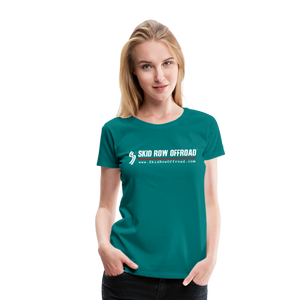 Skid Row Offroad Logo Women's T-Shirt - White Text - teal