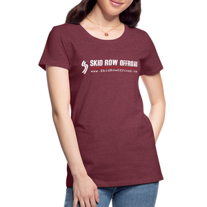 Skid Row Offroad Logo Women's T-Shirt - White Text - heather burgundy