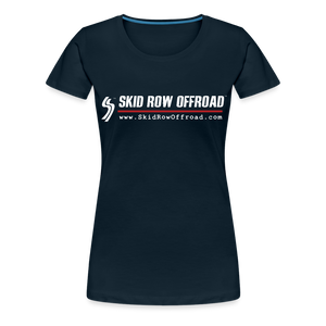 Skid Row Offroad Logo Women's T-Shirt - White Text - deep navy