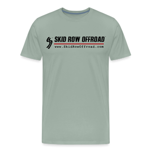 Skid Row Offroad Logo Men's T-Shirt - Black Text - steel green