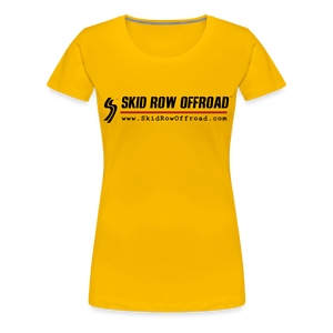 Skid Row Offroad Logo Women's T-Shirt - Black Text - sun yellow